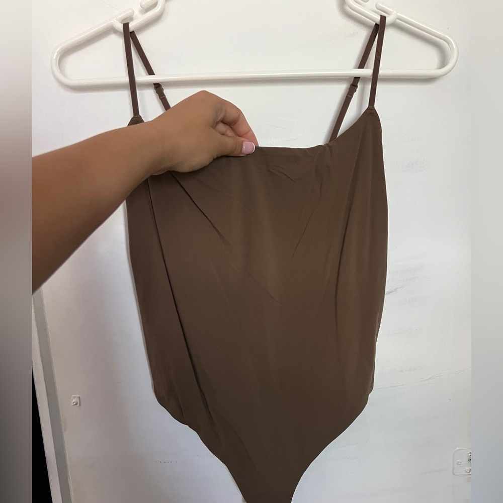 SKIMS Brown Stretch Jersey Bodysuit